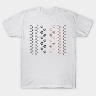 Brown and black colored paw prints T-Shirt